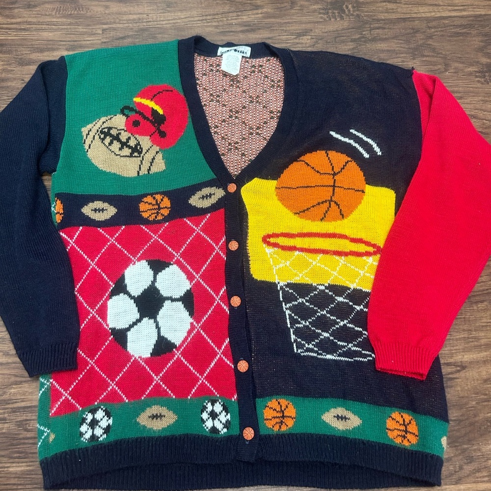 Cabin Creek vintage AOP sports sweater cardigan size large